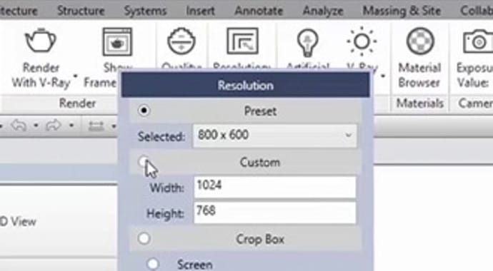 Configurações de imagem V-ray para Revit