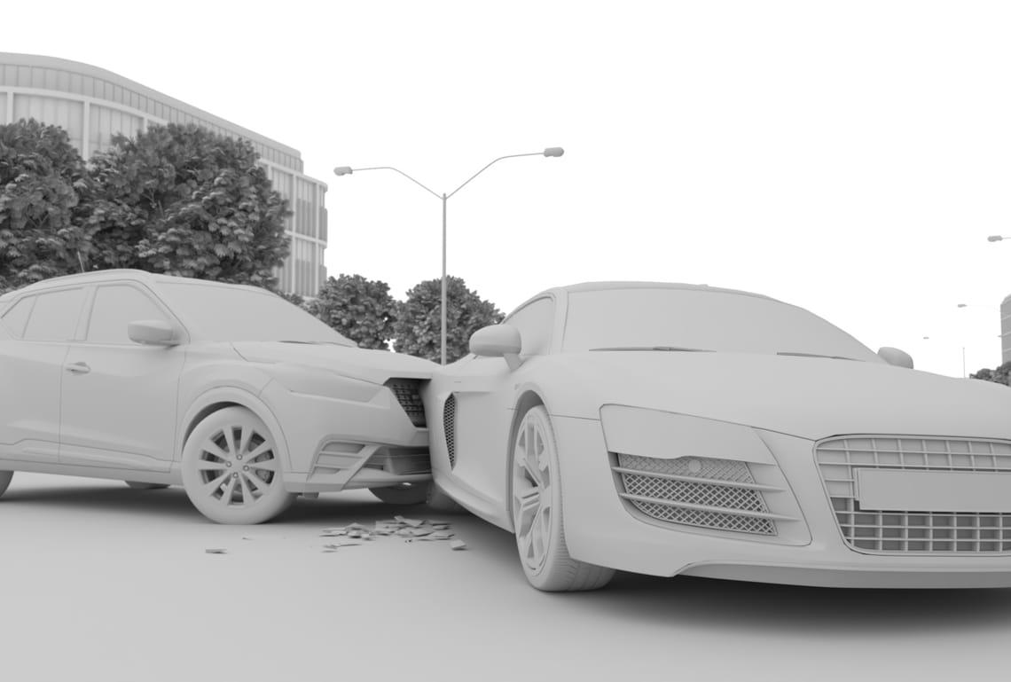 A clay model of a car collision
