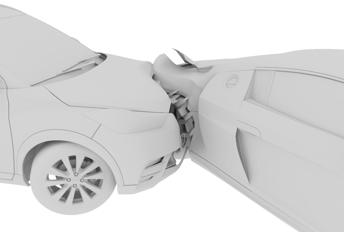 A clay model of a car collision
