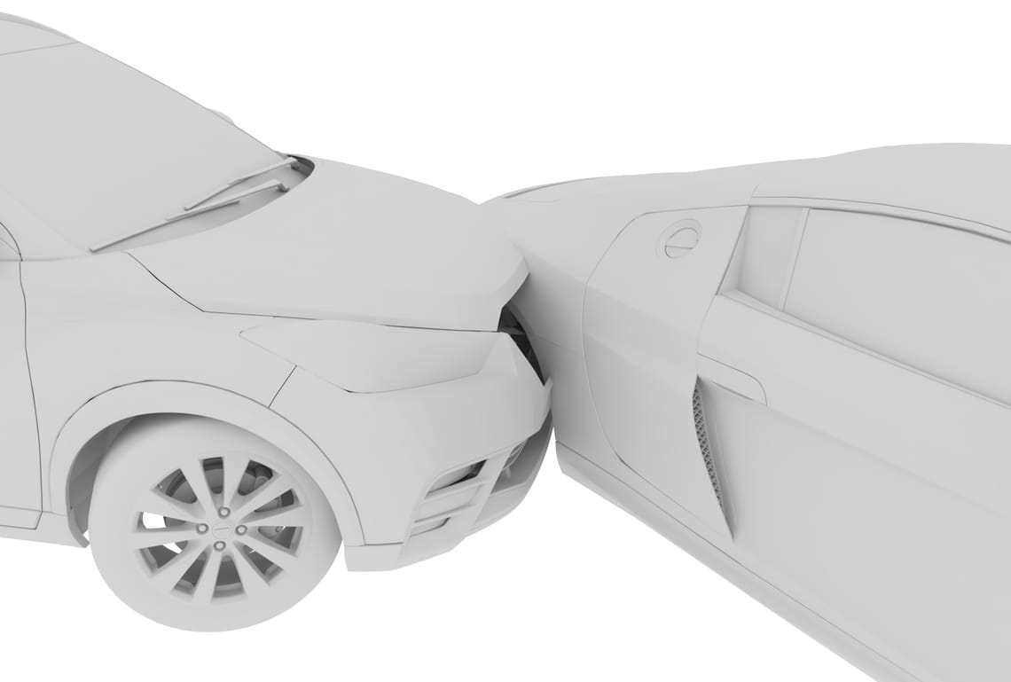 A clay model of a car collision